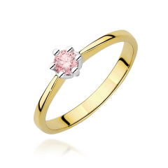 Pierścionek z różowym Diamentem Laboratoryjnym 0,15ct ze złota próby 585. W-0256LAB/róż
