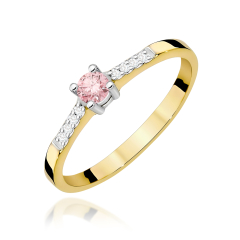Pierścionek z różowym Diamentem Laboratoryjnym 0,15ct ze złota próby 585. W-0382LAB/róż