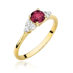 Pierścionek z Rubinem 0,60ct i Diamentami 0,18ct ze złota próby 585. W-0451RD