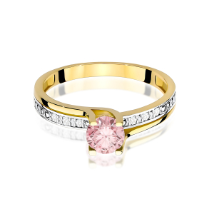 Pierścionek ze złota próby 585 z różowym Diamentem Laboratoryjnym 0,50ct. W-0106LAB/róż