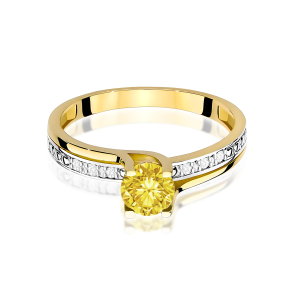 Pierścionek ze złota próby 585 z żółtym Diamentem Laboratoryjnym 0,50ct. W-0106LAB/żółty