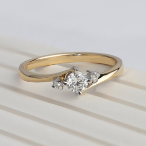 Pierścionek z Diamentami Laboratoryjnymi 0,12ct ze złota próby 585. W-0346/10LAB