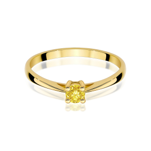 Pierścionek z żółtym Diamentam Laboratoryjnym 0,15ct z żółtego złota próby 585. W-0367LAB/żółty