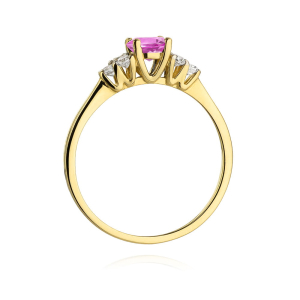 Pierścionek z Topazem Różowym 0,60ct i Diamentami 0,18ct ze złota próby 585. W-0451RTD