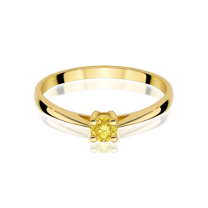 Pierścionek z żółtym Diamentam Laboratoryjnym 0,15ct z żółtego złota próby 585. W-0367LAB/żółty