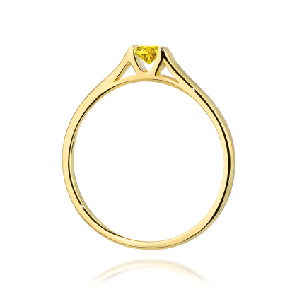 Pierścionek z żółtym Diamentem Laboratoryjnym 0,15ct  ze złota próba 585. W-0369LAB/żółty