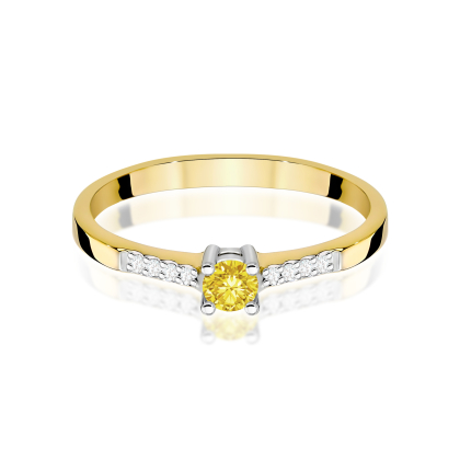 Pierścionek z żółtym Diamentem Laboratoryjnym 0,15ct ze złota próby 585. W-0382LAB/żółty