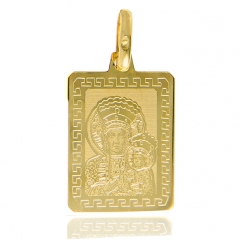 Złota blaszka z Matką Boską Częstochowską - medalik próby 585