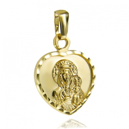 Złoty medalik w kształcie serca z Matką Boską Częstochowską pr. 585