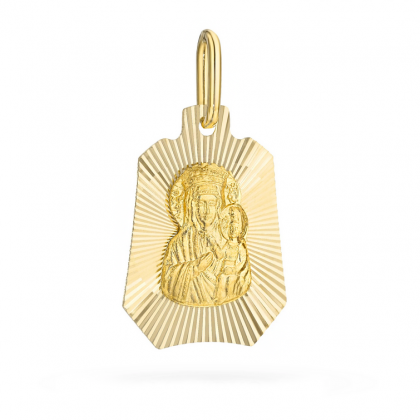 Złoty medalik z Matką Boską Częstochowską diamentowany pr. 585