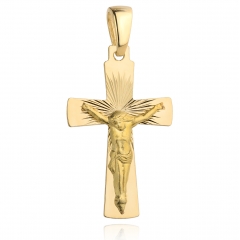 Złoty krzyżyk w diamentowanej oprawie z Jezusem Chrystusem próby 585