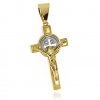 Złoty średni krzyżyk Benedyktyński z Jezusem próby 585