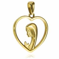 Złoty medalik w kształcie serca z Matką Boską pr.585