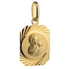 Złoty Medalik prostokątny z Matką Boską Częstochowską próby 585