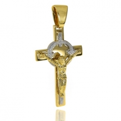 Złoty męski krzyż z Jezusem zdobiony próby 585