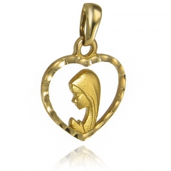 Złoty medalik z Matką Boską Modlącą w kształcie serca pr. 585