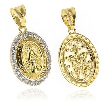 Złoty Cudowny Medalik z Matką Boską dwustronny pr. 585