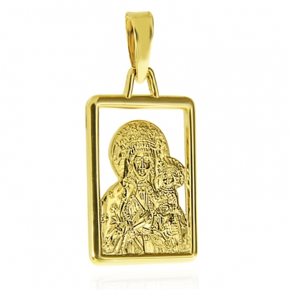 Medalik z Matką Boską Częstochowską w ramce duży złoto 585