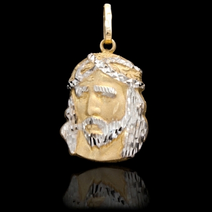 Złoty medalik dwukolorowy z Jezusem próby 585