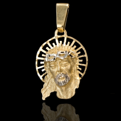 Złoty medalik z Jezusem w koronie próby 585 