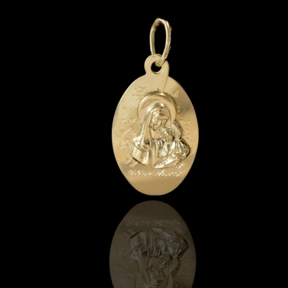 Złoty medalik dwuelementowy z Matką Boską Nieustającej Pomocy próby 585