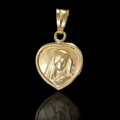 Złoty medalik serce z Matką Boską próby 585