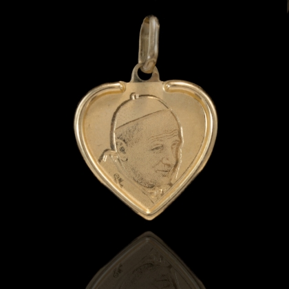 Złoty medalik serce z Papieżem próby 585