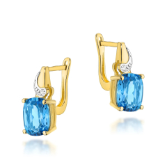 Kolczyki  z Topazami 4,80ct i brylantami - złoto próby 585, zapięcie angielskie