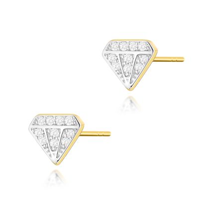 Złote kolczyki diamenty z brylantami 0,10ct próby 585
