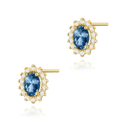 Kolczyki z Topazami London Blue 1,0ct i brylantami - złoto próby 585